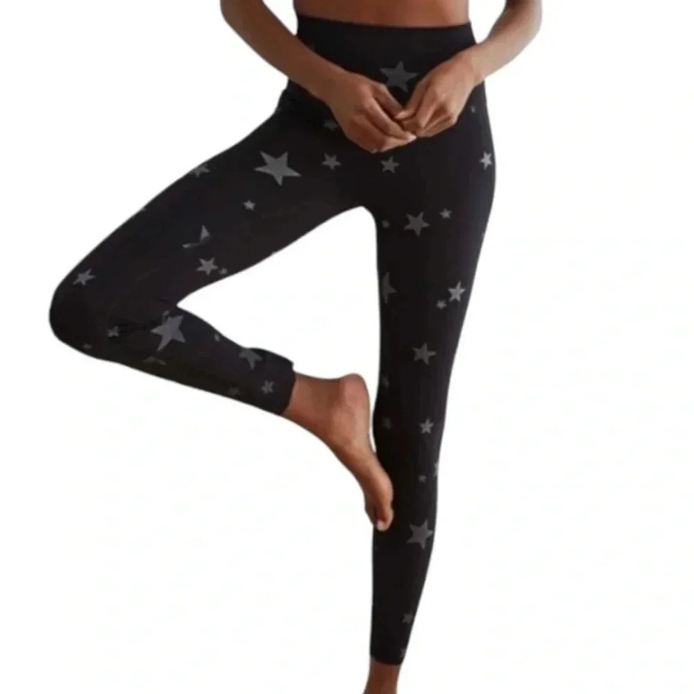 Aerie Move Black Star High Rise Reflective Athletic Leggings Women's Medium